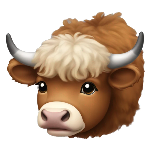 brown fluffy baby scottish cow with a small bow on head sticker