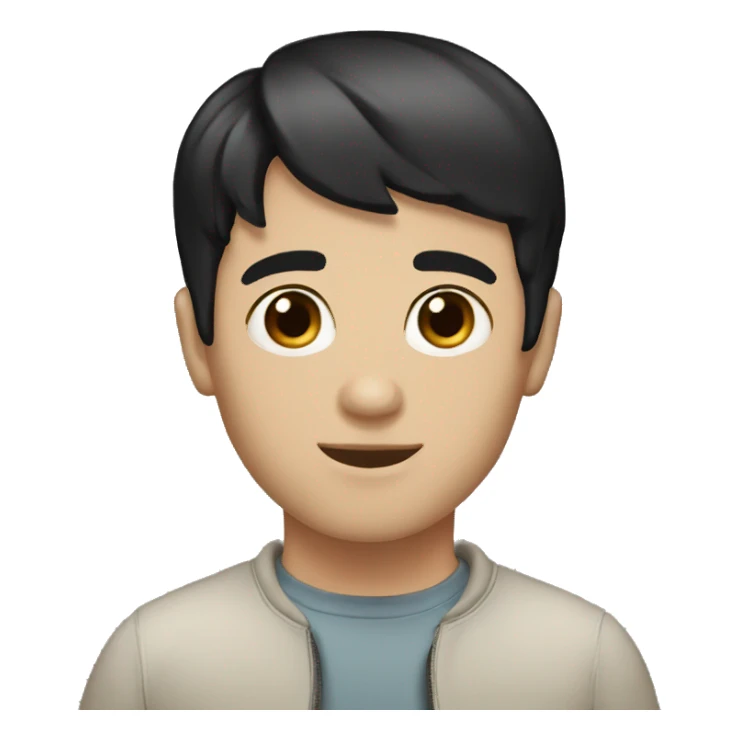 White boy short black hair with bangs brown eyes sticker