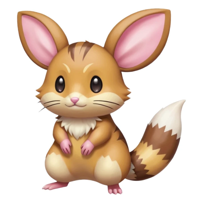 Kawaii Shiny Colorful Pastel Dedenne-Furret-Eevee-fusion Full Body sticker