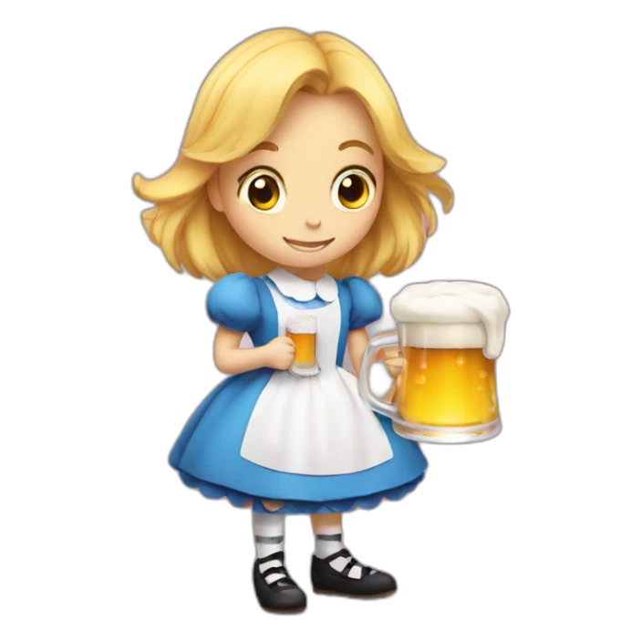 Alice in wonderland with a beer sticker
