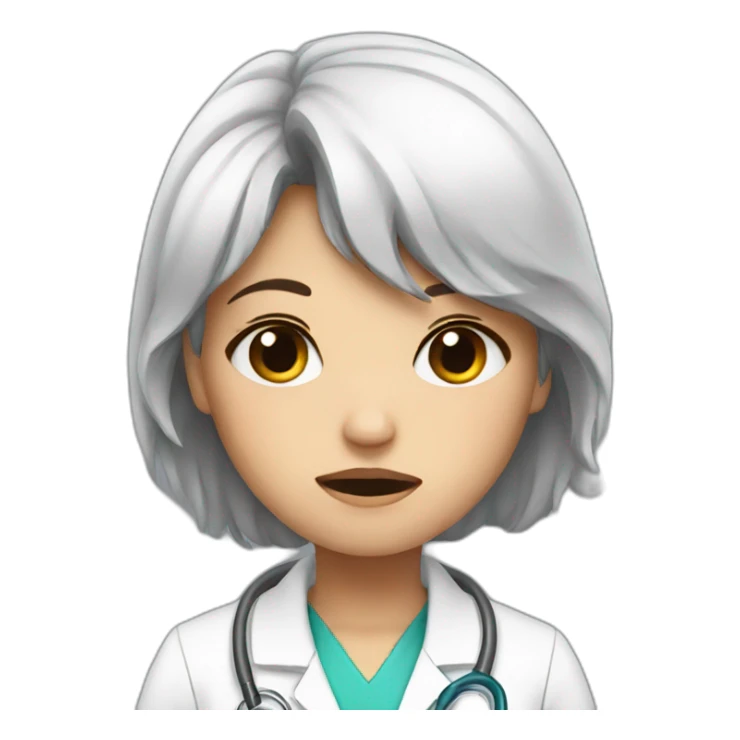 crying doctor girl with dark hair sticker