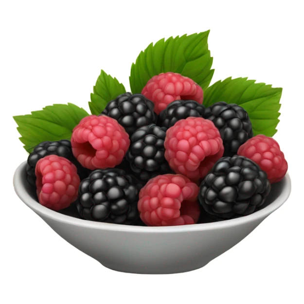 Square bowl of blackberries and raspberries  sticker