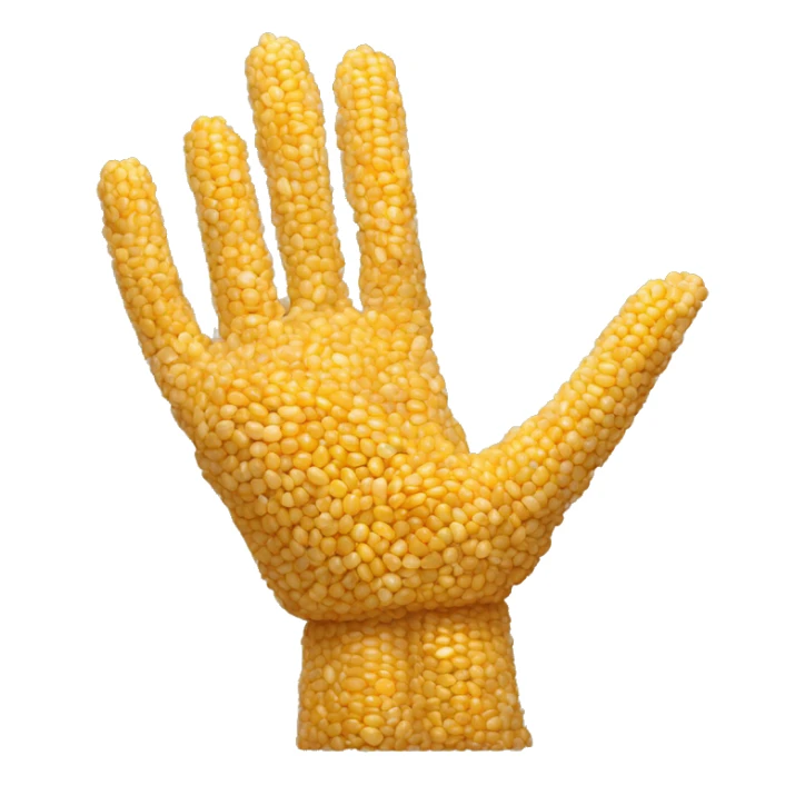 human hand, but made out of corn sticker