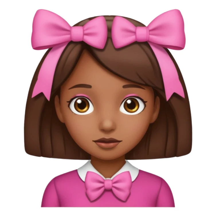 brown skin girl with a pink bow sticker