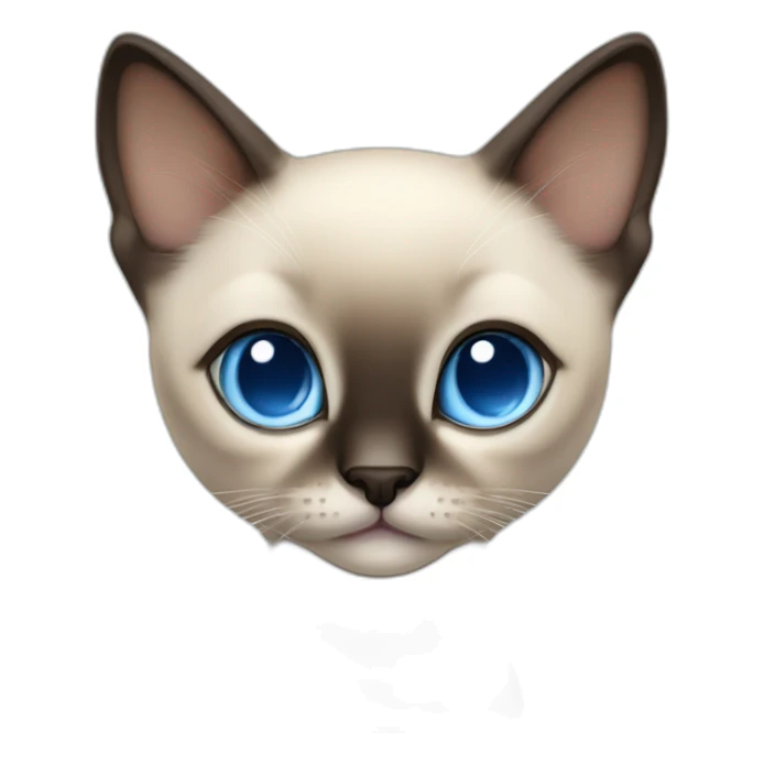 a Siamese kitten with blue eyes and a light spot on funny silly face its nose sticker