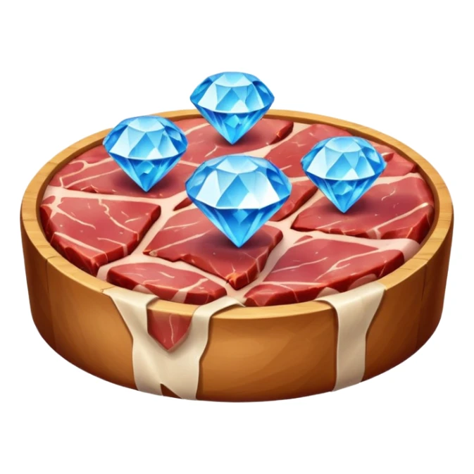 Meat with diamond textur and blue color sticker