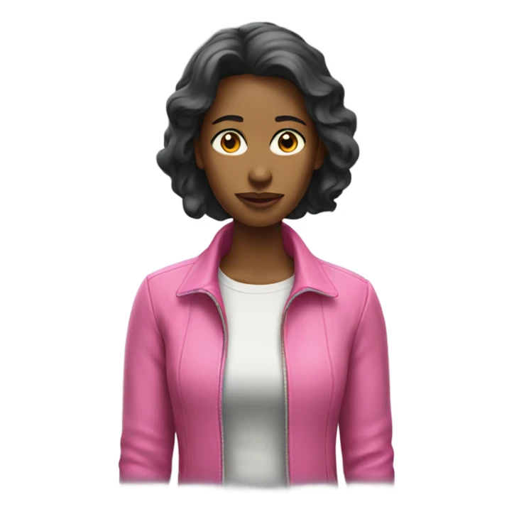 women with pink jacket and twitching eyes sticker