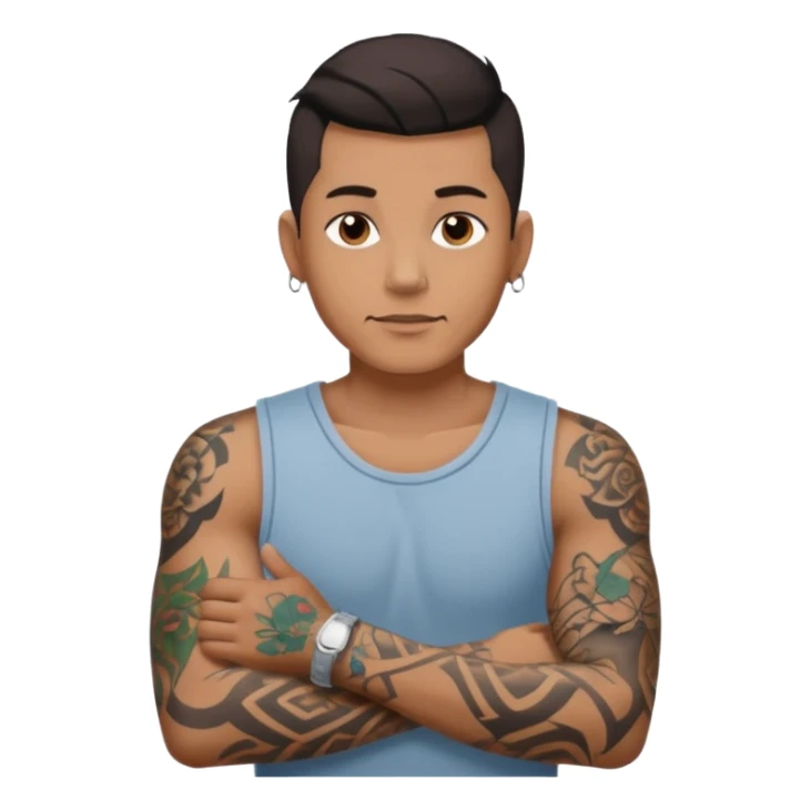 hombre con tatuaj en los brazos con ropa sin piercings sticker