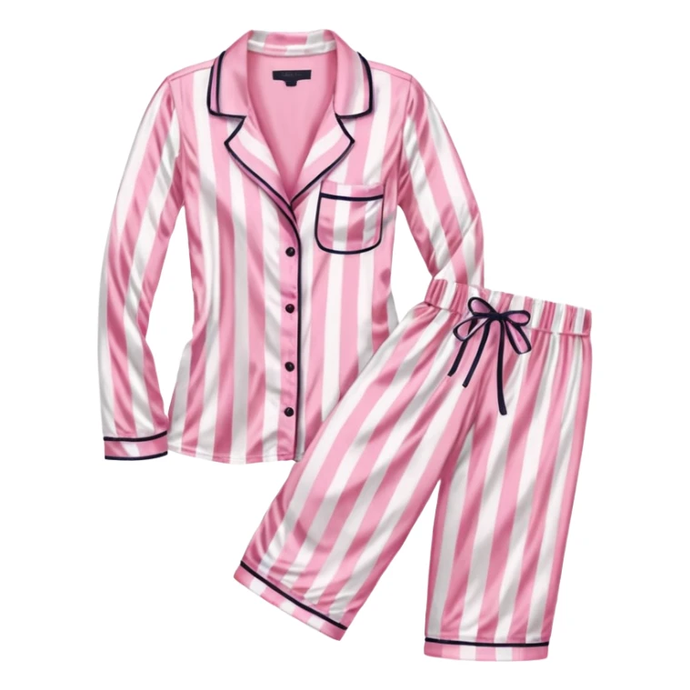 Striped pink and white silk Victoria’s Secret pajama set sticker