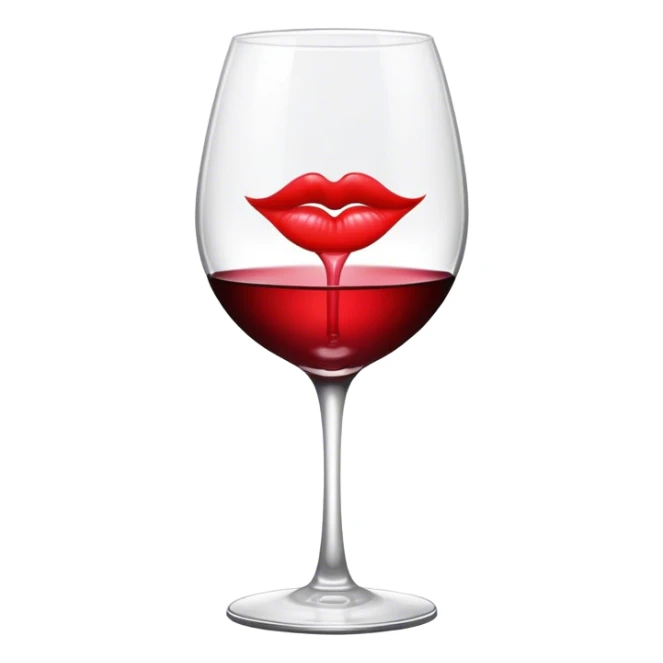 wine glass with kiss print sticker