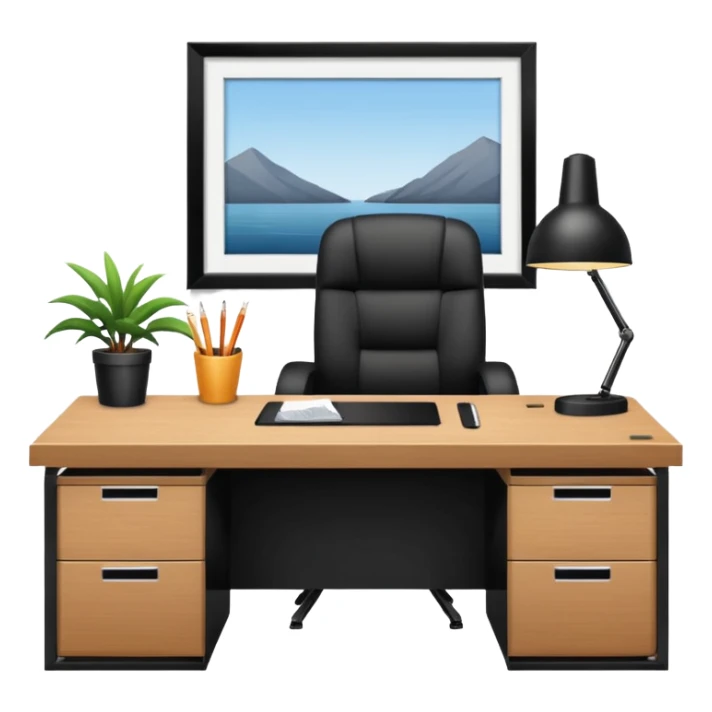 An office with an empty desk (the boss is not there) sticker