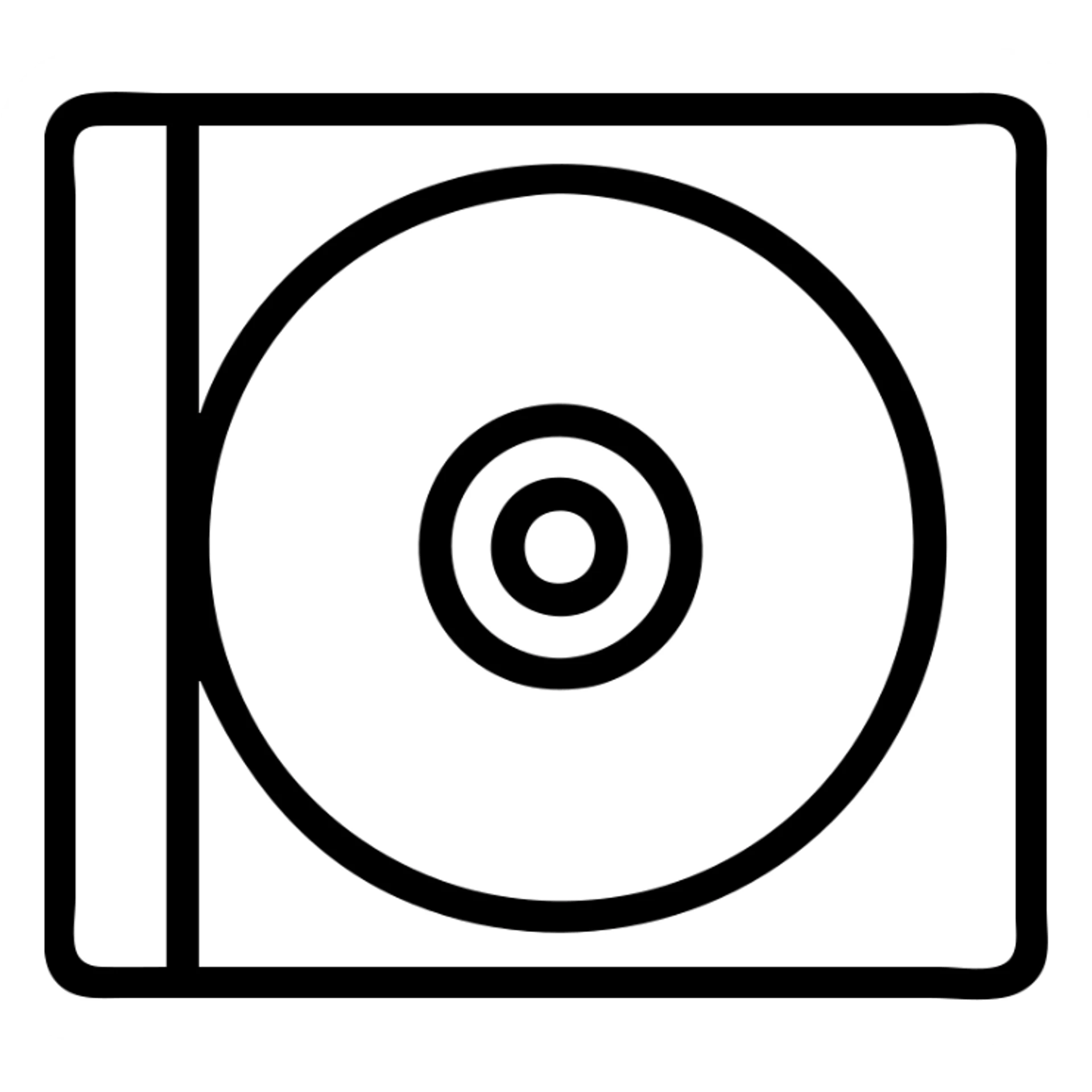black CD holder with a black CD inside, viewed from above sticker
