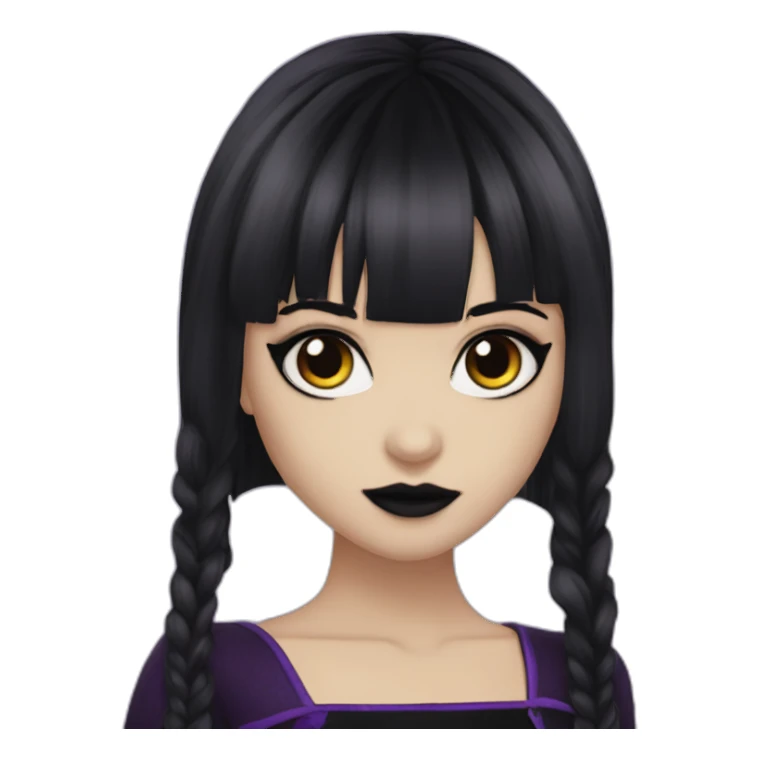 Elissabat-with-bangs-long-hair-purple-and-black-vampire-goth-makeup sticker