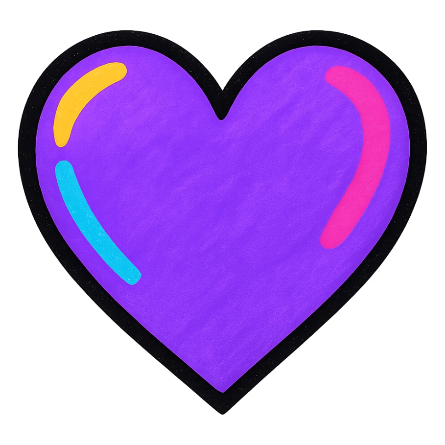 purple heart, bold and vibrant, pop colors style, no text sticker