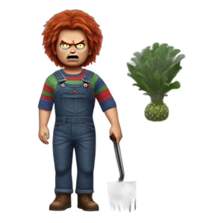Angry Chucky as chia pet Friday the 13th sticker