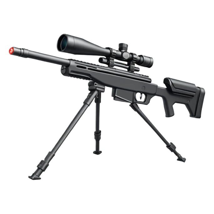 Mini ICBM launching lightweight sniper rifle wire stock, extended mag, assassin, bipod, laser sticker