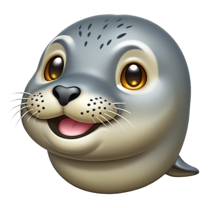 Cinematic Comical harbour seal Portrait Emoji, Head tilted dramatically with an exaggeratedly amused expression, featuring a sleek, agile body with wide, comically expressive eyes full of playful disbelief and a subtly contoured head, Simplified yet hilariously expressive features, highly detailed, glowing with a slightly sassy oceanic glow, high shine, dramatic yet playful, stylized with an air of quirky marine mischief, soft glowing outline, capturing the essence of a meme-worthy harbour seal that looks ready to side-eye its way into viral fame! sticker