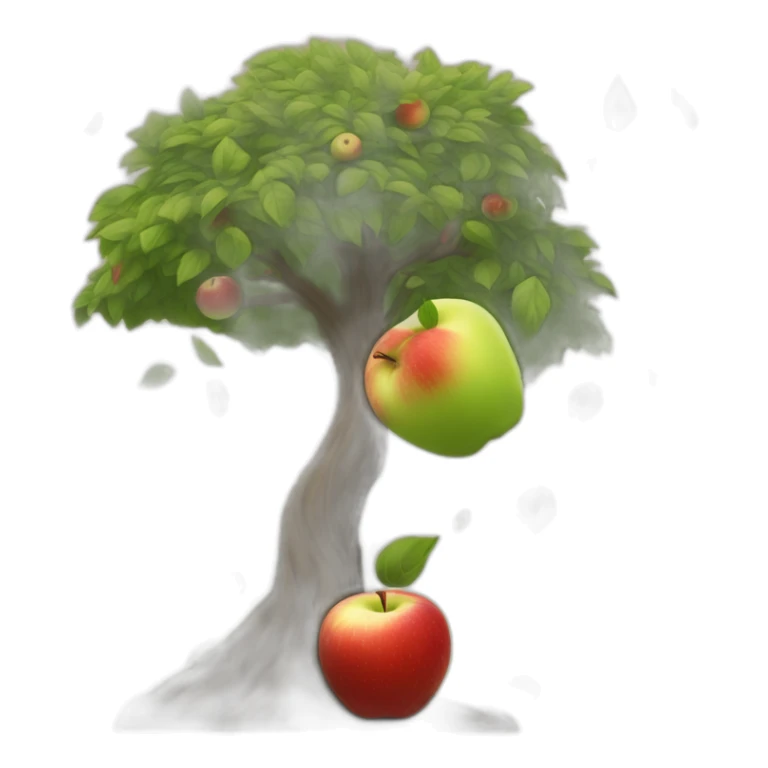 Apple falling on top of Isaac Newton's head under a tree sticker
