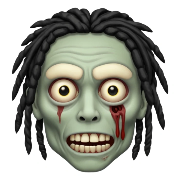 Zombie with black dreads with chinky eyes and a 3rd eye  on right cheek sticker