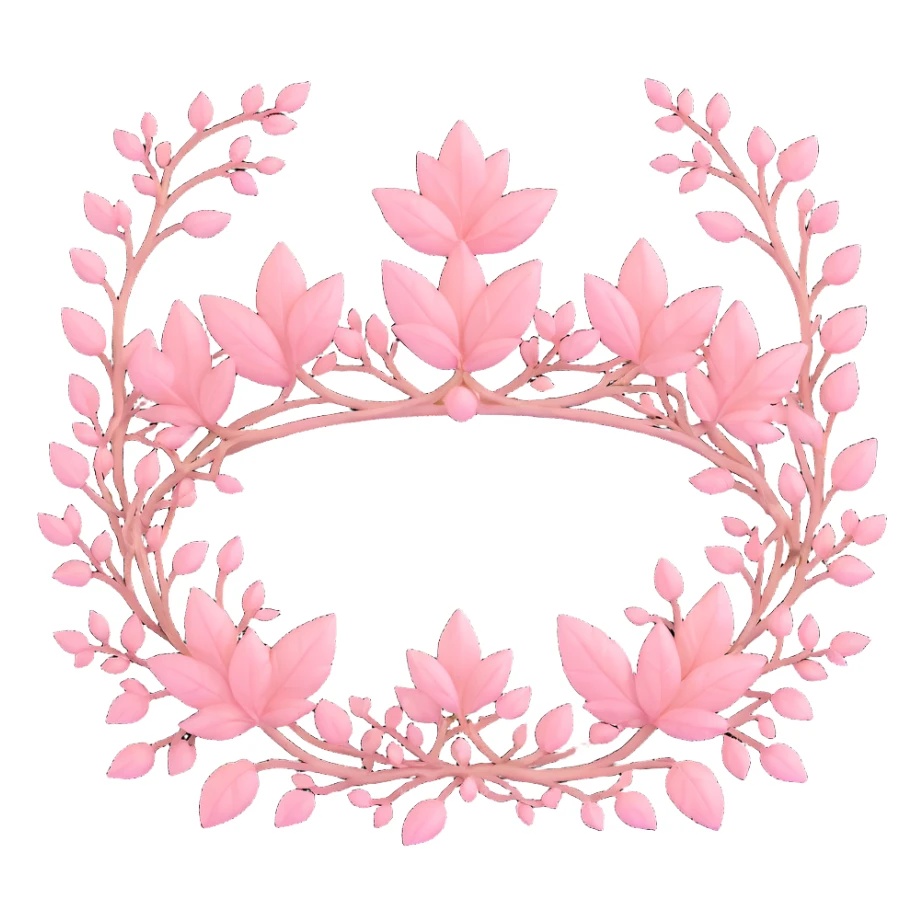 enchanted forest crown with pastel pink leaves and vines sticker