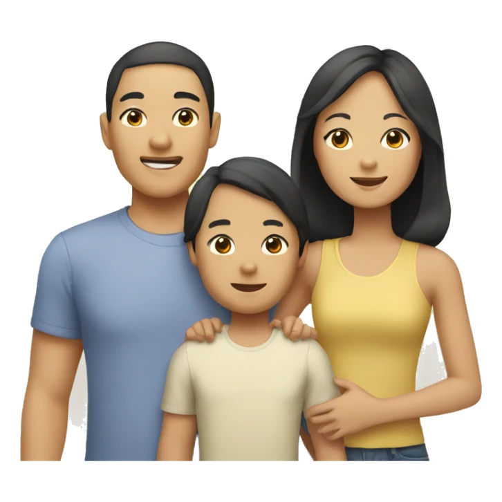 asian family with two kids and a  Labrador Retriever sticker