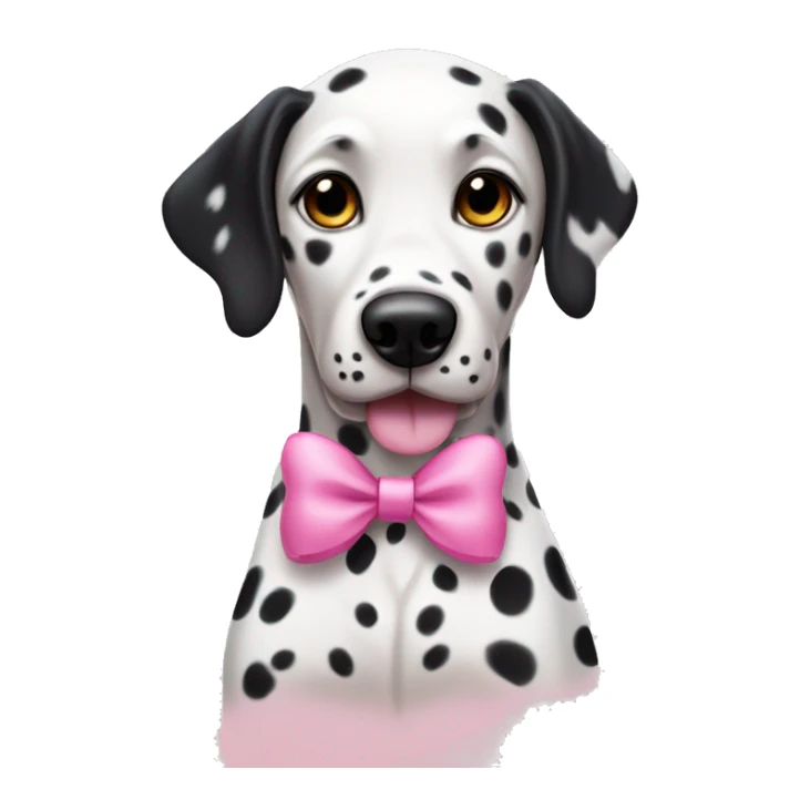 dalmatian dog with a pink bow on the left ear sticker