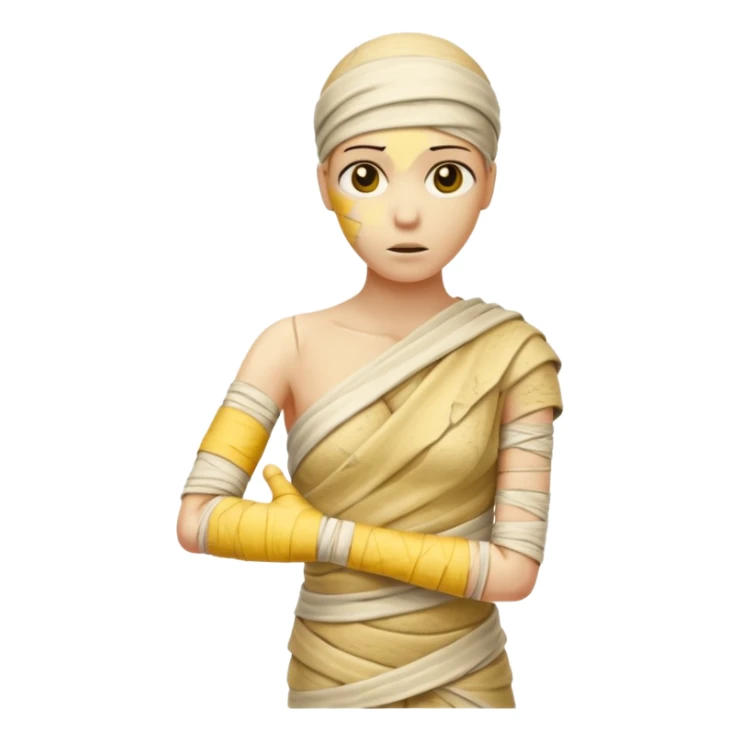 mummy Human figure wrapped in yellowed bandages, one arm stretched forward.
 sticker