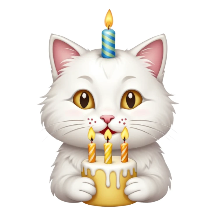 Happy cat blowing birthday candles sticker
