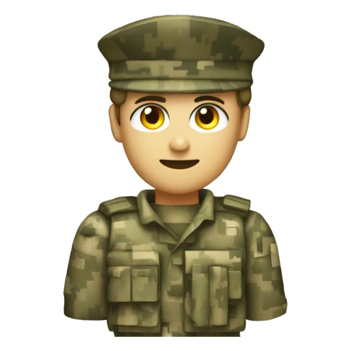 pixelated camouflage uniform soldier wearing beret sticker