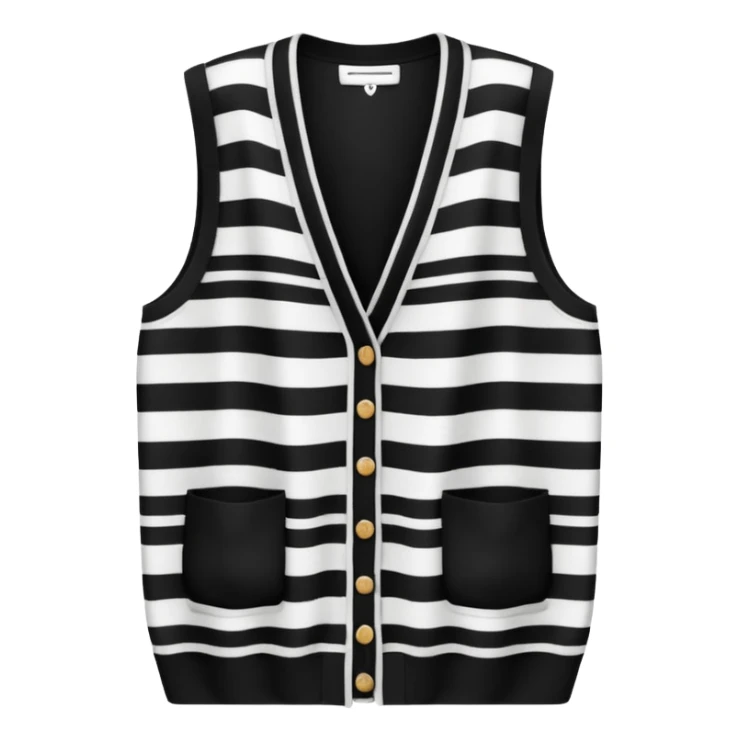 black and white stripes sleeveless cardigan sticker