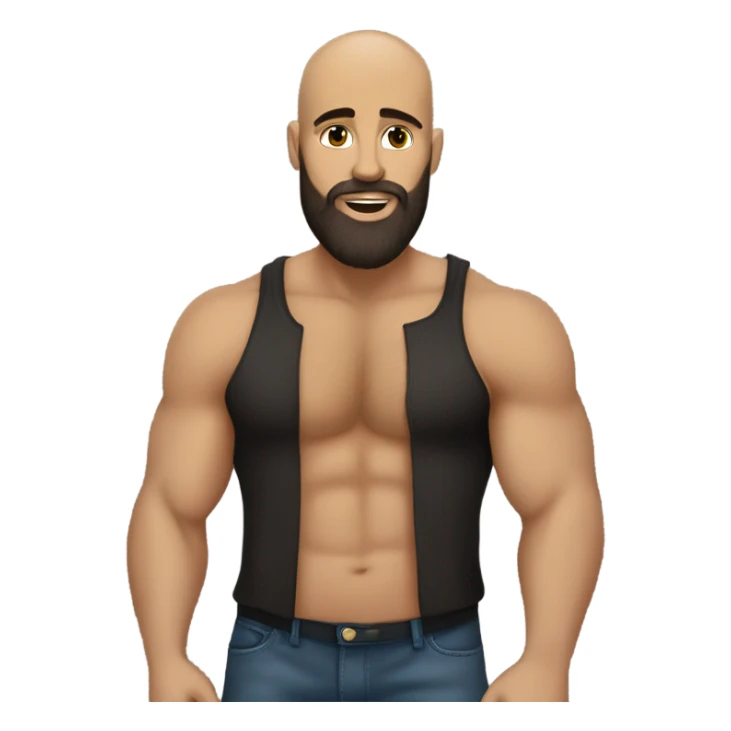 Curvy White brunette kissing muscular black bald man with beard sticker