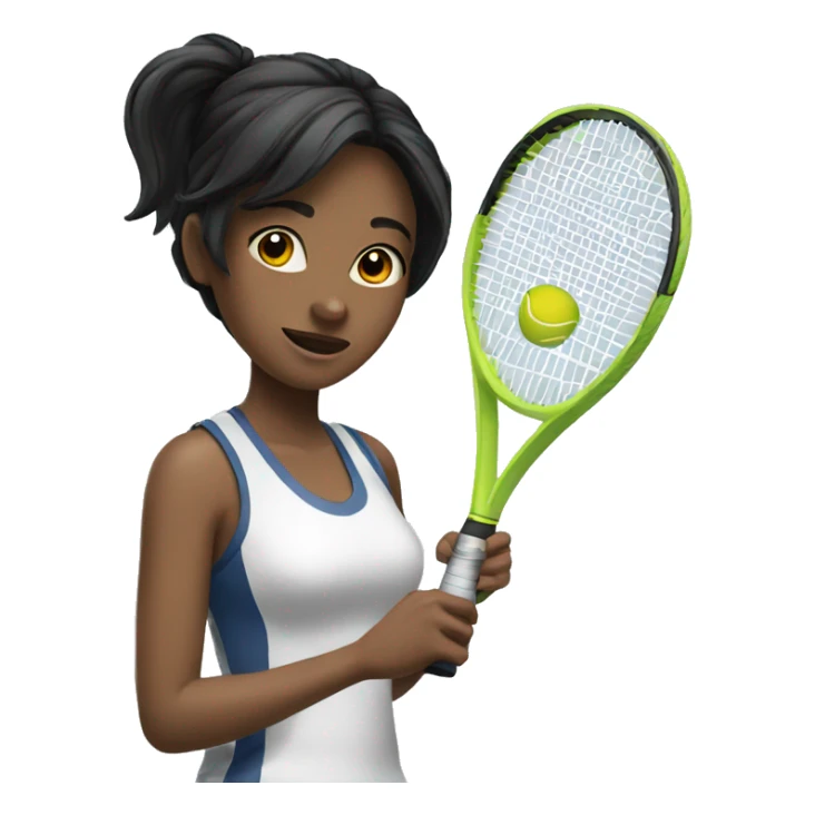 girl with black hair playing tennis sticker