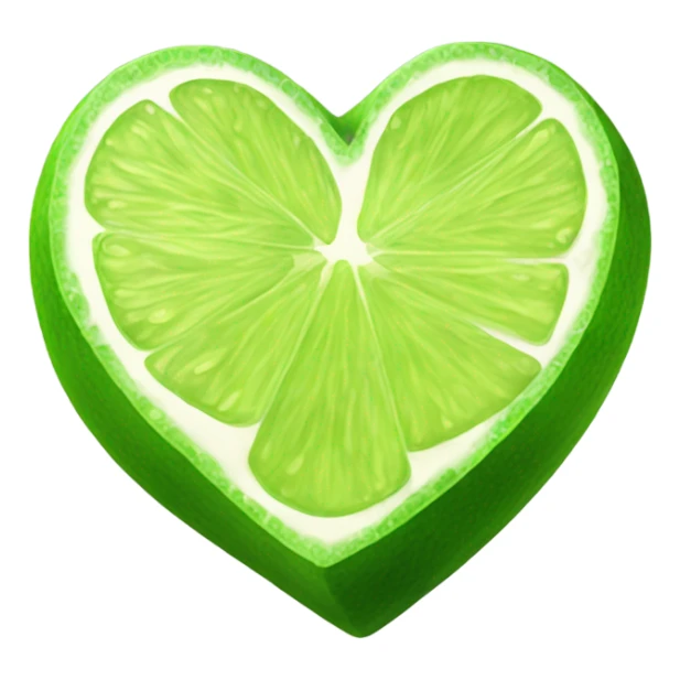 Realistic heart shaped slice of lime isolated.  sticker