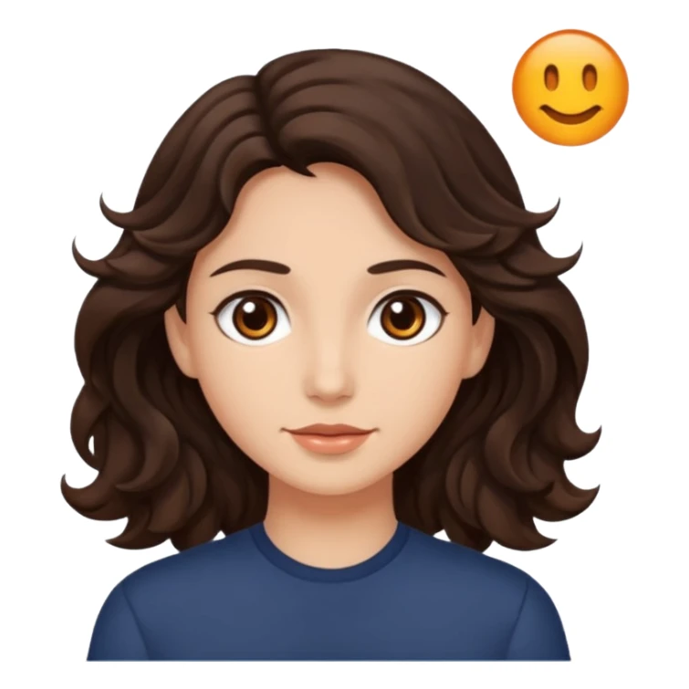 Olhos castanhos, cabelo castanho escuro e ondolado, pele clara sticker