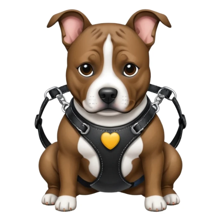 brindle staffy with black leather harness sticker