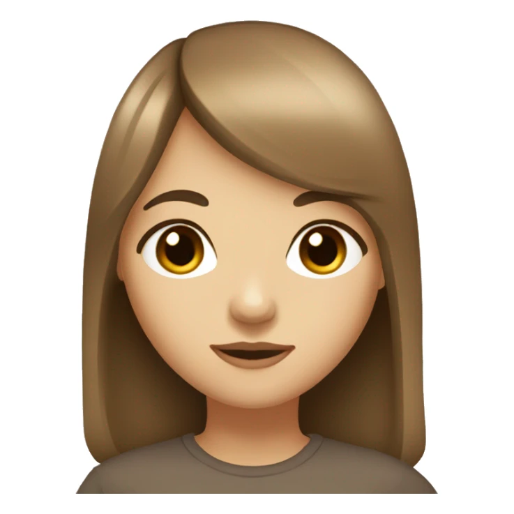 girl with brown hair and bangs, brown eyes, medium light skin  sticker