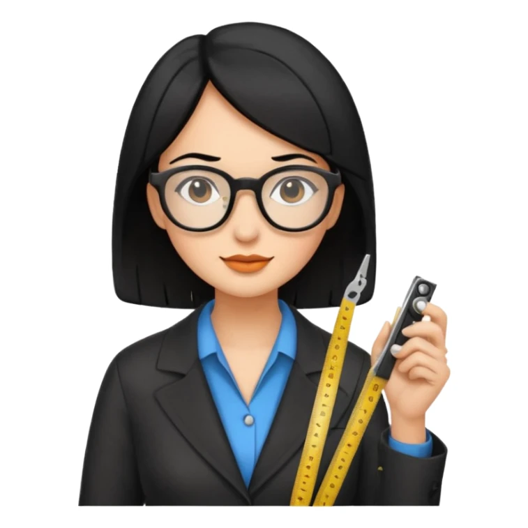 tailor woman holding measure black hair sticker