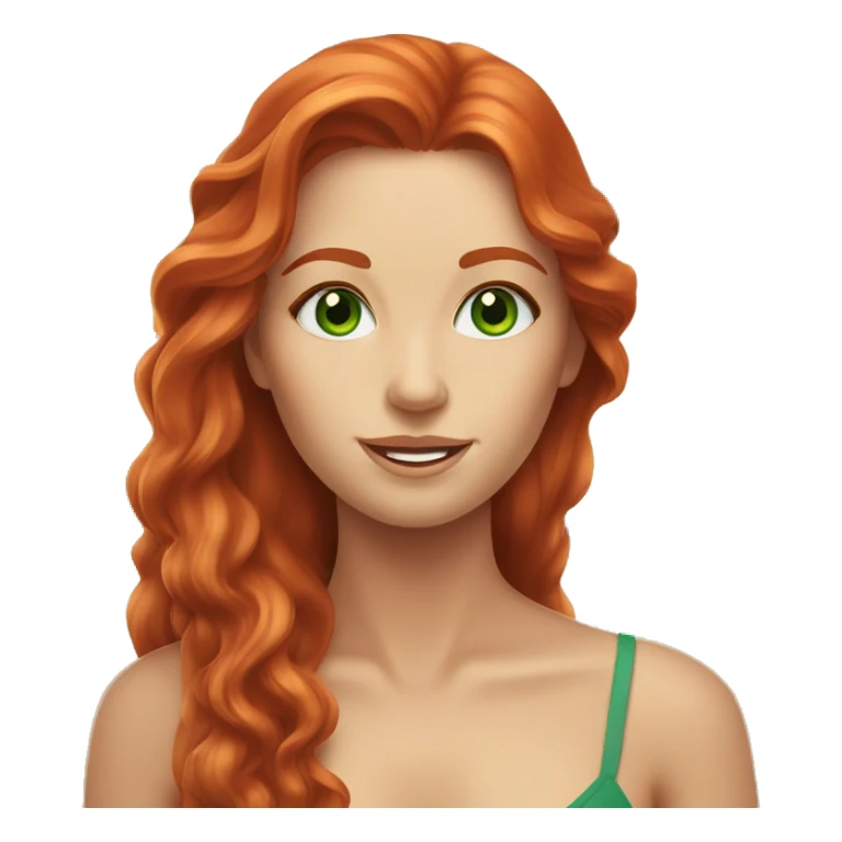 long-haired redhead woman with green eyes, at the beach sticker