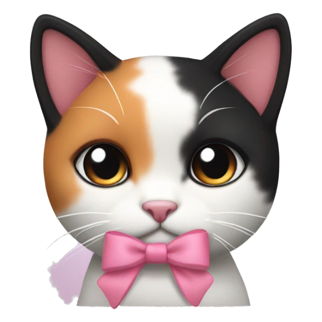 cute white orange black calico cat with pink bow  sticker