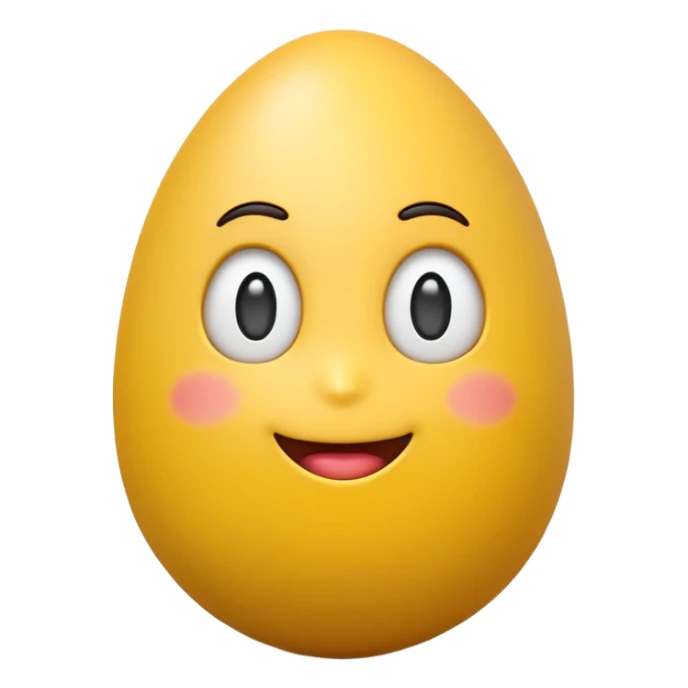 3D emoji egg, Apple style, isolated on soft pastel background, high-resolution, minimalistic, plastic texture, soft lighting, realistic shadows, style similar to iOS emoji, front-facing, centered sticker