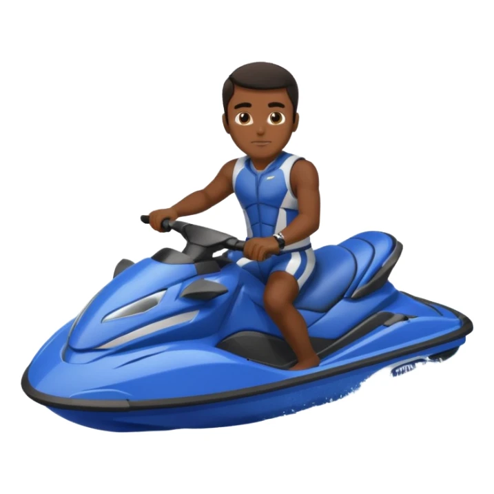 Dark male dark make on a blue jet ski no sunglasses sticker