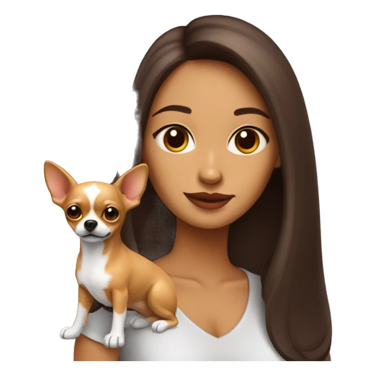 mujer con pelo muy largo rojo y su perro Chihuahua sticker