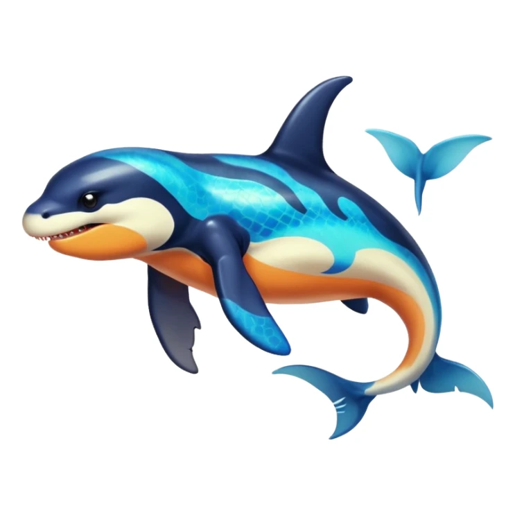 white blacks colorful gradient orca-colored orca-patterned shiny glossy Fakémon-Digimon-reptile-charizard-feraligatr-lizard-creature-hybrid (full body) sticker