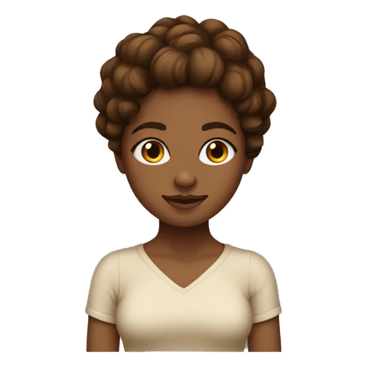 menina com cabelo no ombro e marrom olhos marrom pele bege claro sticker