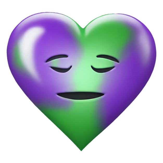 Purple and green heart sticker