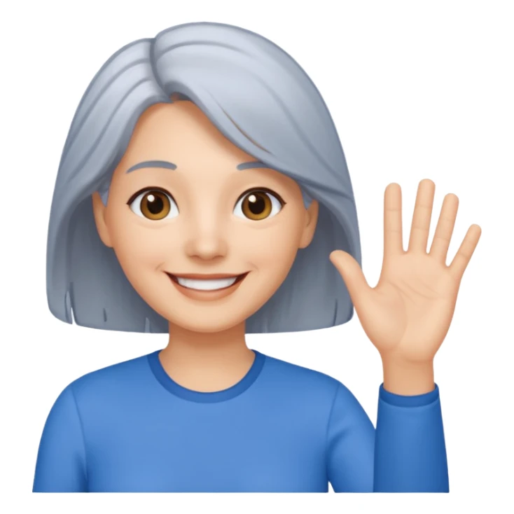 woman with gray hair smiling and waving her hand  sticker