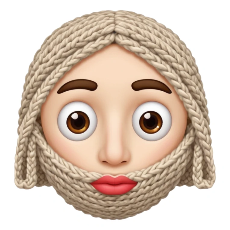 full face with nose, eyes, lips etc. look like knitted sticker