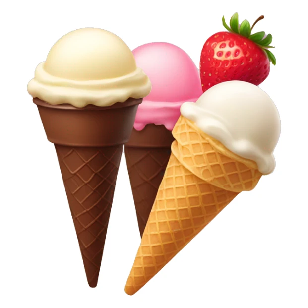 ice cream vanilla chocolate and strawberry sticker