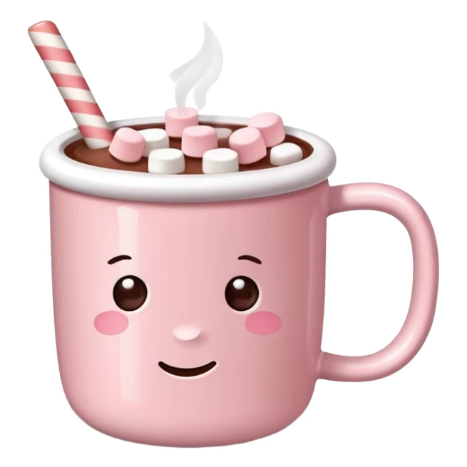 Light Pink mug of hot chocolate with marshmallows  sticker
