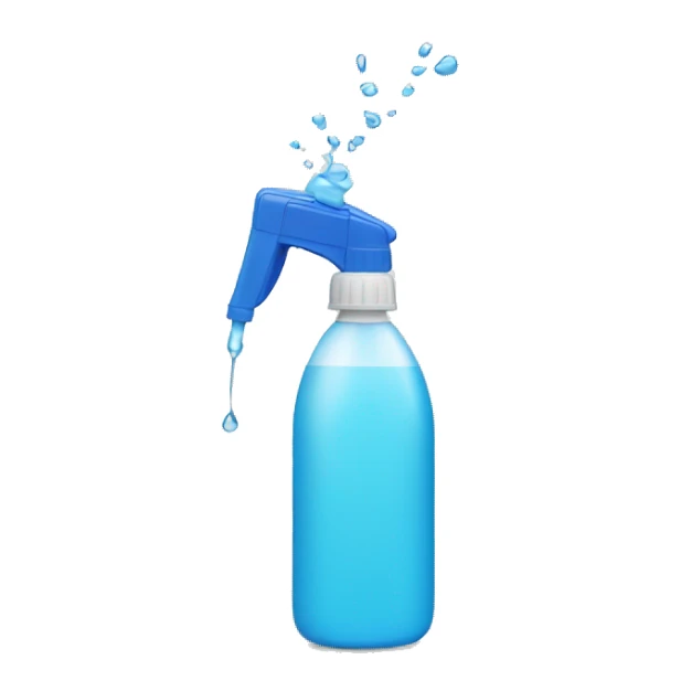 Spray bottle spraying water from nozzle sticker